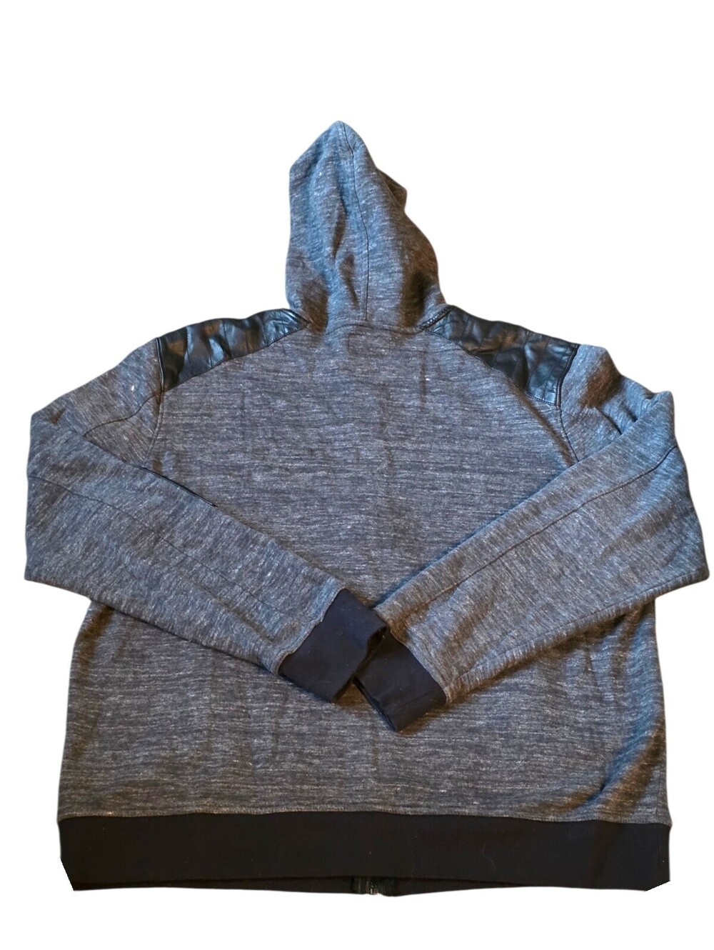 Rock & Republic Hoodie Mens XL Full Zip Gray Moto Quilted Hooded Jacket - Picture 11 of 11
